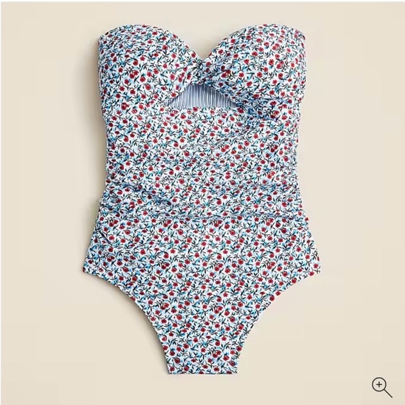 J. Crew Floral One Piece Swimsuit - Blue and Red - Picture 6 of 8